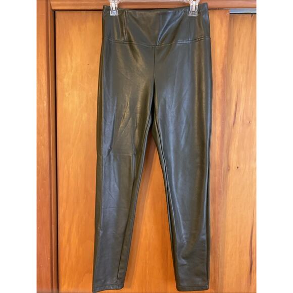 Studio | Badgley Mischka |Olive Green Polyurethane Pull On Stretch Pants - Small - Picture 1 of 12